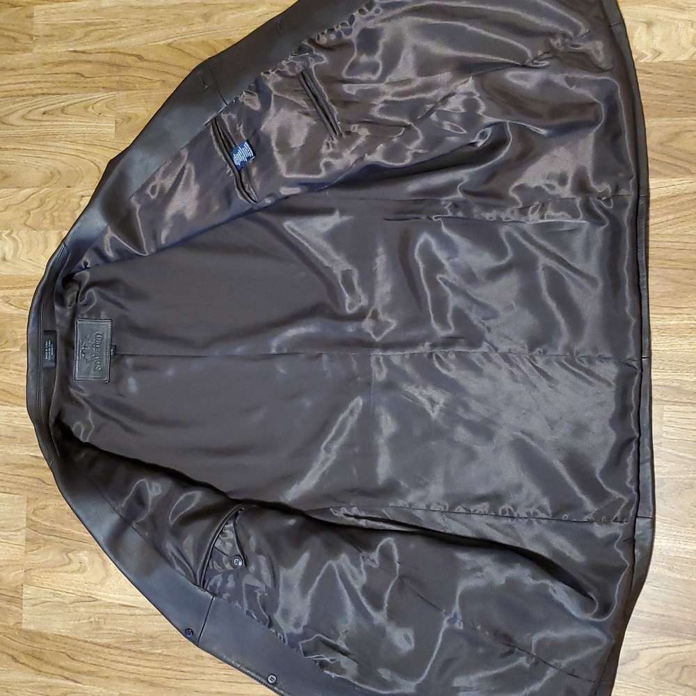 Stafford Dark Brown Genuine Leather Blazer Jacket NWOT Mens Size L - Picture 9 of 16